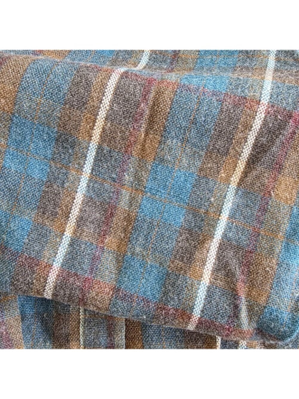 Vtg Sears Roebuck Flannel Shirt Men L Blue Plaid Wool Blend Single Needle Rugged - Picture 11 of 13